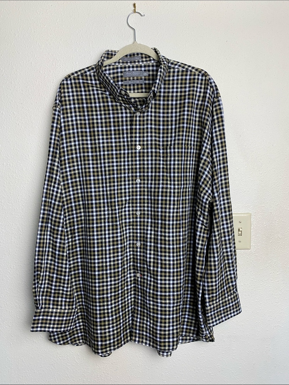 Daniel Cremieux Signature Check Plaid Button Down XXL - Black White Gold Men's